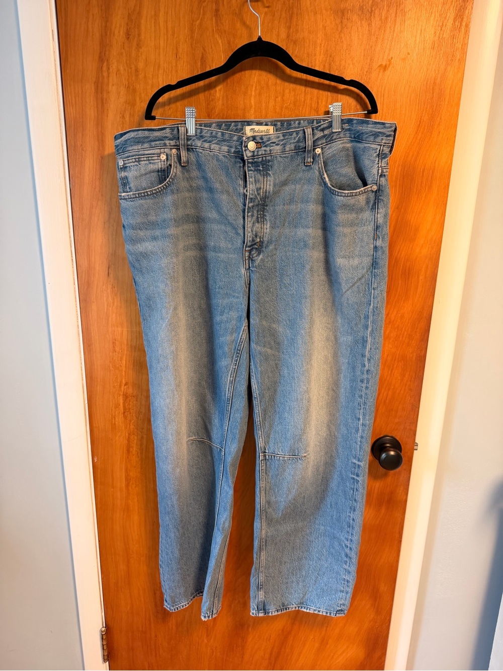 Madewell tall darted barrel leg jean in dobbins wash